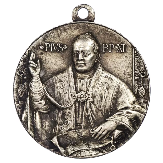 Vatican papal medal 1925 Pope Pie Xi Anno Jubilaei Silvered Metal