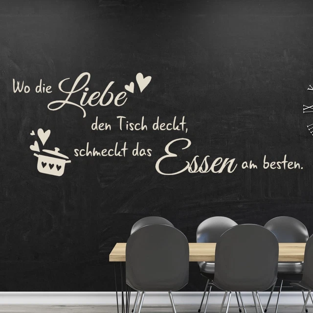 WANDTATTOO KÜCHE SPRÜCHE wand tattoo küchen Wo die Liebe den Tisch