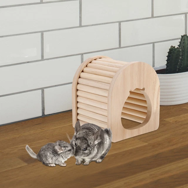 1pc Holz Hamster Hideout Holz Hamster Hütte Komfortable Pet Hideaway 11
