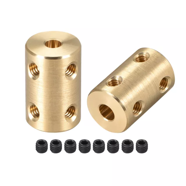 Shaft Coupling 4mm to 5mm L22xD14 Robot Motor Wheel Rigid Coupler Gold Tone 2PCS