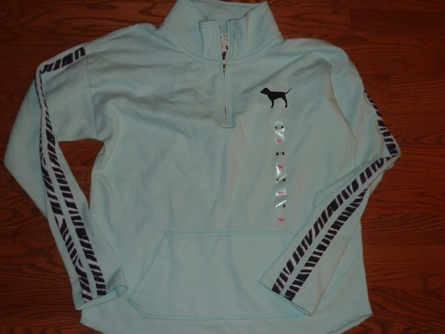 Sweat à Capuche Victoria's Secret - Simili Cuir Rayé Rose - Édition Limitée - Neuf Avec étiquettes