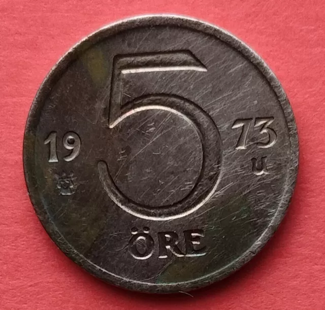 Moneta  Svezia ,  5 Ore del 1973,  circolata
