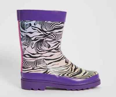 Girls T-U Wellies Ombre Zebra Rain Snow Boots Rubber Wellingtons Gift BNWT Jnr2