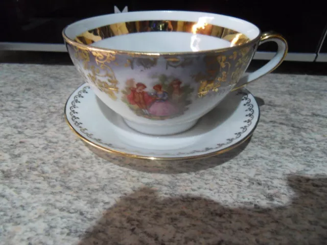 Vintage cup ancienne grande tasse café thé chocolat porcelaine decor Fragonard