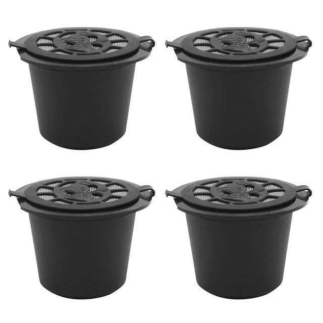 4pcs/set Reusable Coffee Capsule Filter Shell for Nespresso Machine (Black) FS2#