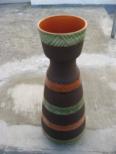 Floor Vase 70er 70s West Germany Design Pottery Bodenvase H: 44,5cm WGP