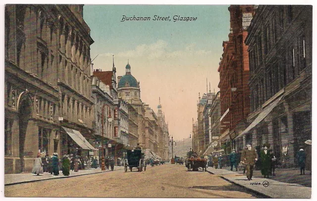GLASGOW SCOTLAND Postcard BUCHANAN STREET Carriage Valentine's Series, UK 1910's
