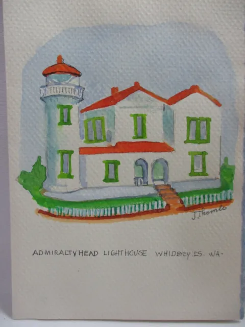 4 Framed Original Watercolor Blank Cards -  Western Lighthouses - J Thomle 3