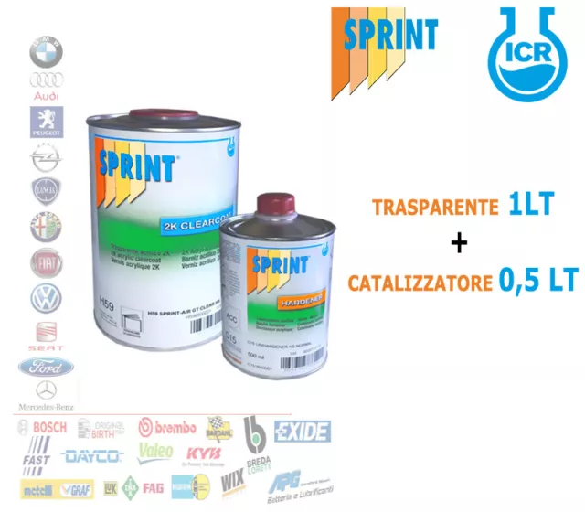 Kit Vernice Trasparente Acrilico Rapido H59 Sprint Air Gt 1 Lt Catalizzatore Std