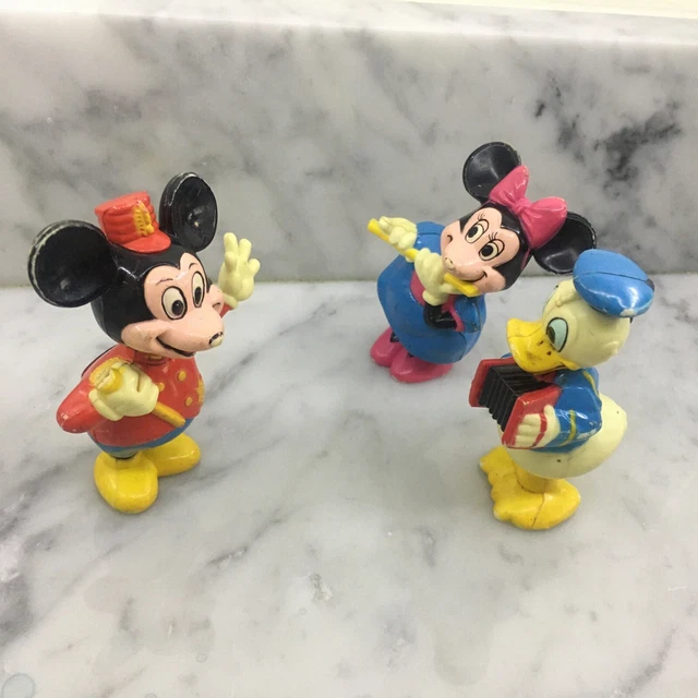 Vintage Disney Marching Band Figures Toys Mickey & Minnie Mouse and Donald