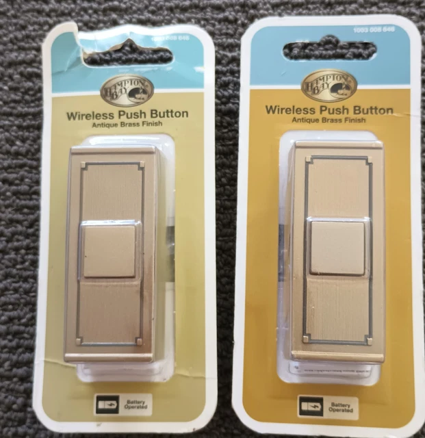 HAMPTON BAY WIRELESS Push Button For Doorbells/Antique Brass Finish/Lot