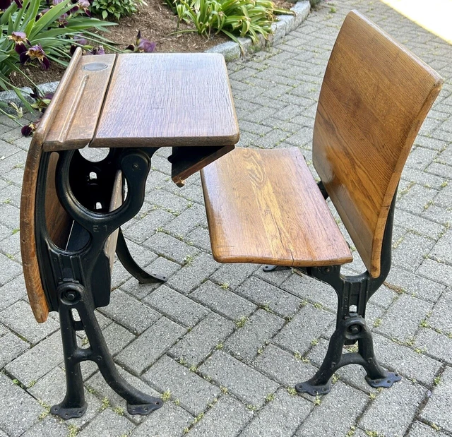 Antique Child Student School Schoolhouse House Desk  Chair Oak Music Easel stand
