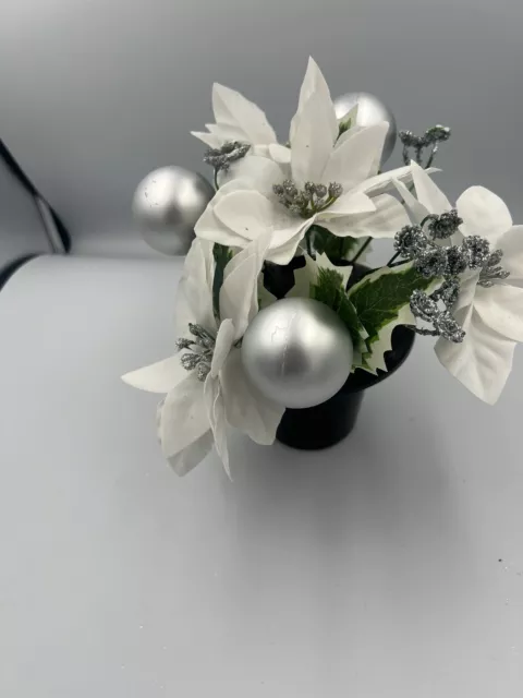 Quality Artificial Christmas  Arrangement Grave vase / Memorial / Crem Pot White 3