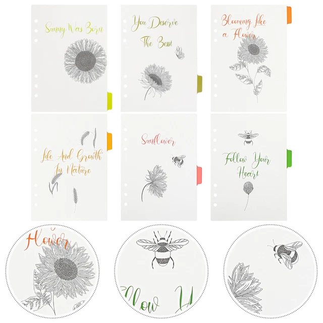 6 piezas divisores de portátil carpeta divisora decorativa girasol