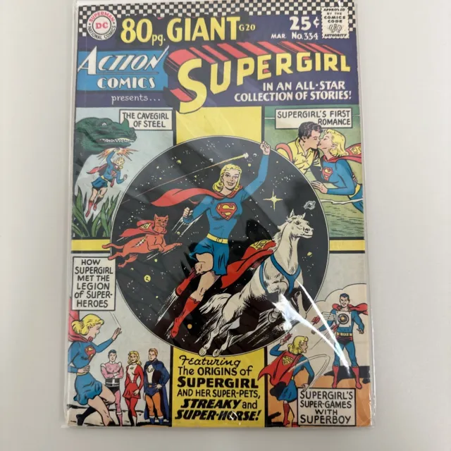 Action Comics #334 Very Nice 80 Page Giant Supergirl Superman DC 1966  VF