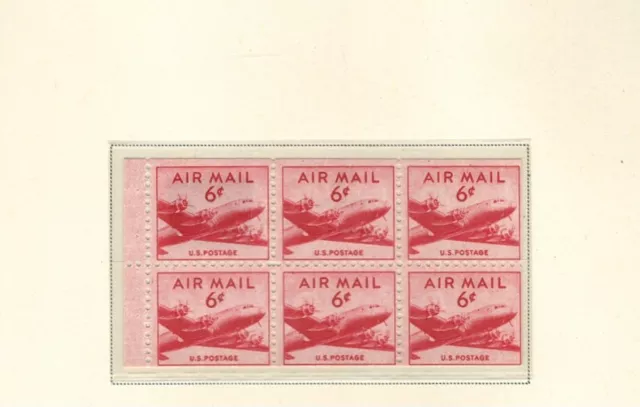 US Stamps 1949 US Sc c39a Scott DC4 Skymaster Booklet Pane of 6 mnh og