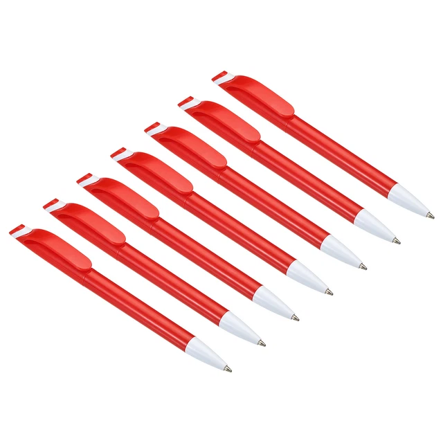 7Pcs Rotary Ballpoint Pens Medium Point 1mm Black Ink Plastic Twist Pens Red