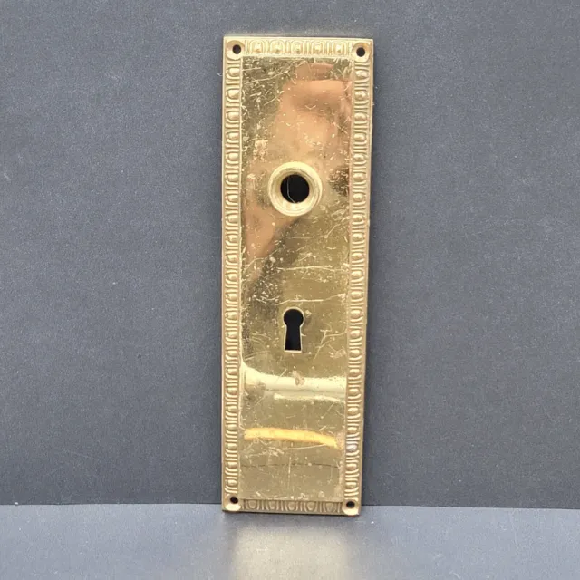 Vintage Brass Doorknob Back Plate Skeleton Keyhole Made in India