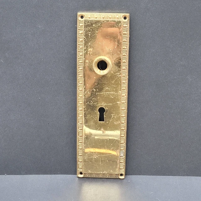 Vintage Brass Doorknob Back Plate Skeleton Keyhole Made in India
