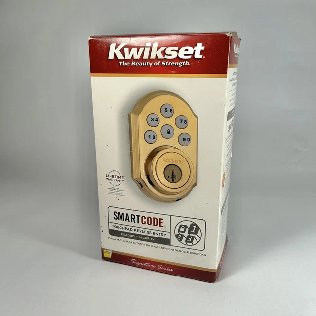 KWIKSET SMART CODE Electronic Deadbolt Lock Touchpad 909 Brass 99090