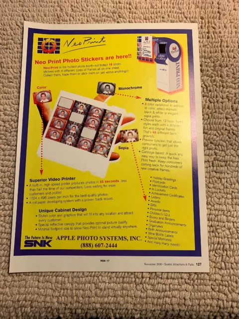 original 2000 ad  10.5-8” Neo Geo Print Arcade video game flyer