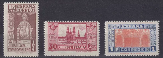 ESPAÑA 1937 Año Jubilar Compostelano Ed. 833/835 Con fijasellos MH  Cat. 40