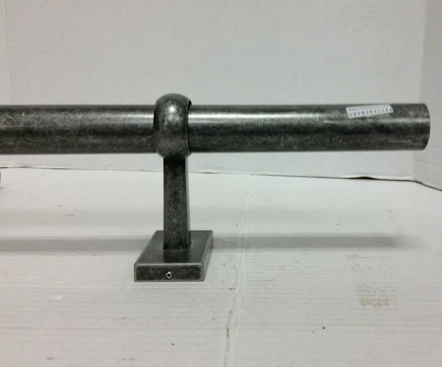 Pottery Barn Cast Iron Pewter Curtain Rod & Wall Bracket 1.25 LG 60-108" pewter