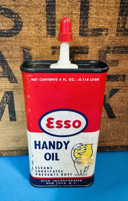 Vintage Esso Red Oil Drop Boy Handy Oiler Can