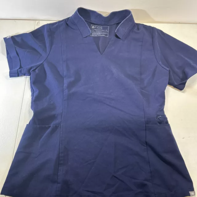 Figs technical collection scrub top size M Navy Blue Medical Nurse Womens Medium