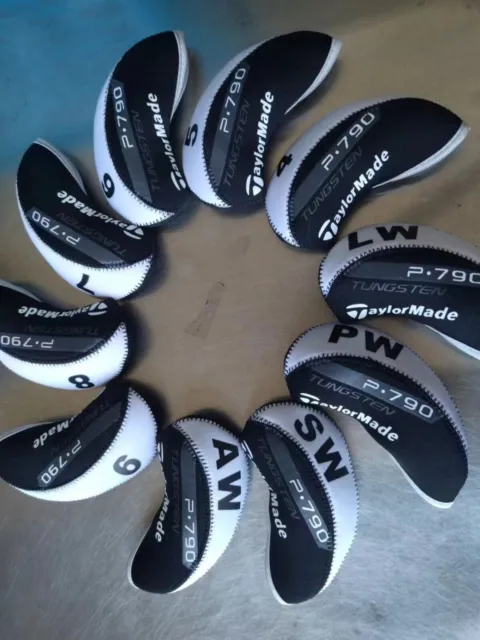 10PCS Golf Iron Covers Headcover for TaylorMade P790 Neoprene Black&White