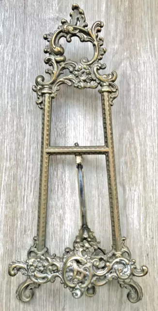 Antique Rococo Style Solid Brass Easel - 41.5cm x 18cm x 7cm