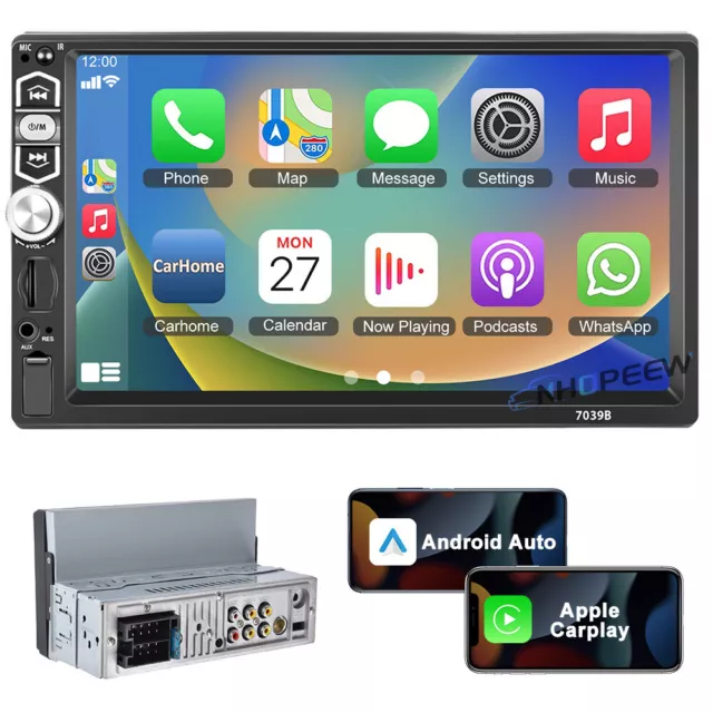 7" Single 1DIN Autoradio Apple CarPlay/Android Auto Bluetooth FM TouchScreen USB