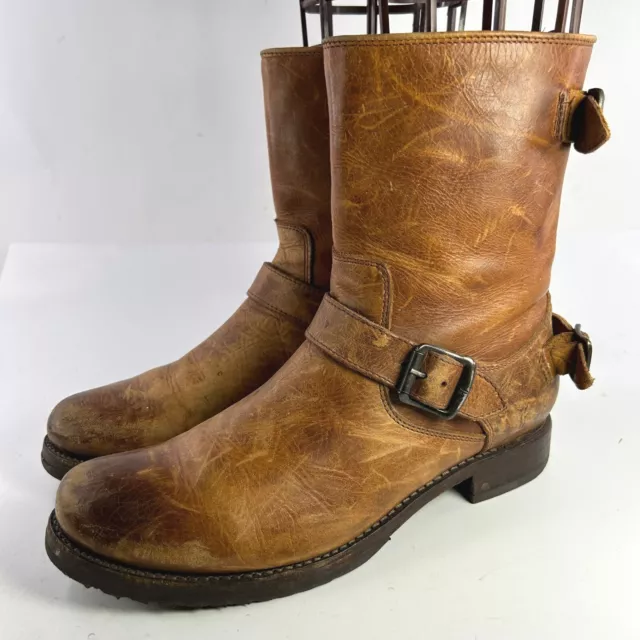 Frye Womens Veronica Short Bootie US 10 B Brown Leather Slouchy Ankle Strap Boot