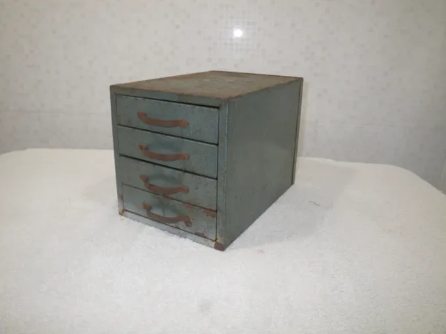 Vintage Wards Master Quality Metal Storage Cabinet-4 Drawers-Good & Solid-Small