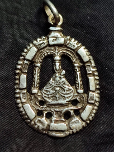 MÉDAILLE RELIGIEUSE ancienne Pendentif Ave Maria argent Massif Signée