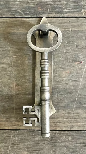 Skeleton Key Faux Brass Cast Iron Door Knocker, 7.5” x 2.25”