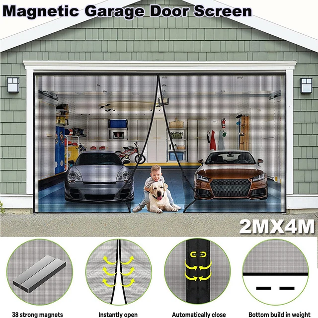 4x2m Magnético Garaje Puerta Pantalla Exterior Patio Puerta Malla Red Pantalla Manos Libres