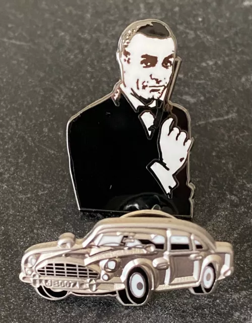 James Bond 007 Sean Connery & Aston Martin Db5 Car Souvenir Enamel Pin Badge Set