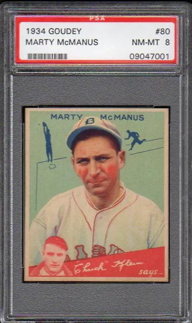 1934 Goudey 80 Marty McManus Braves PSA 8 Braves PSA 8 09047001