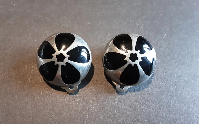 Clips (Boucles D'Oreilles) Vintage En Émaux - Ton Doré, Matière Pierre, Fabriqué En France, Occasion