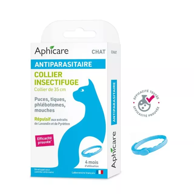 APHICARE - Collier Antiparasitaire Chat - 35 cm - Réglable - Anti-étranglemen...