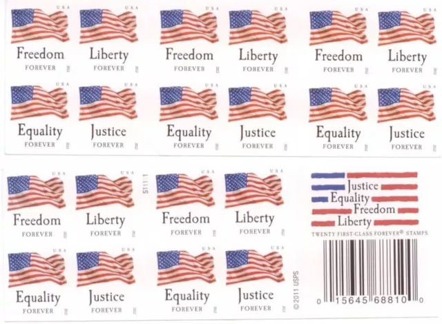 Forever Stamps "Four Flags" Booklet of 20 Stamps