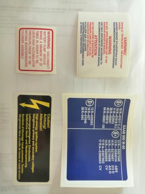 SAAB 900 STICKERS decals restoration engine bay £12.95 - PicClick UK