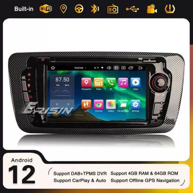 7" 8-Cœurs CarPlay DAB+ Android 12 Autoradio pour SEAT IBIZA DSP 4+64GB TPMS GPS