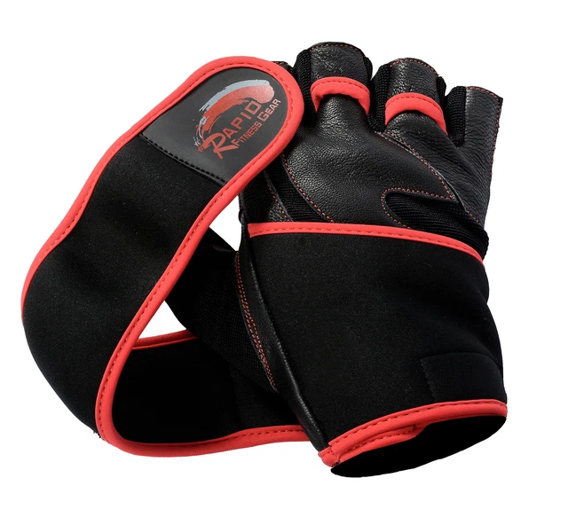 Gants de levage de poids RAPIDE cuir longue sangle poignet gymnastique exercice 3