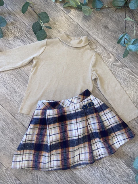 NUTMEG tu bambine gonna tartan rotolo nexk maglione autunno inverno outfit 18-24