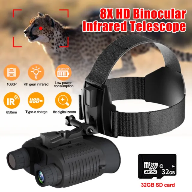 8X ZOOM Head-Mounted Night Vision Goggles Infrared Technology Hunting Binocular