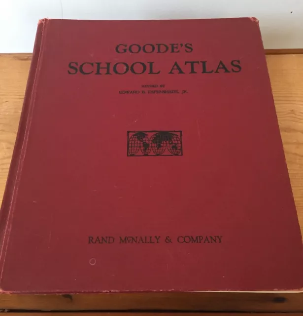 Vintage 1950 Goodes School Atlas Educational Map Book Red Hardcover Rand McNally