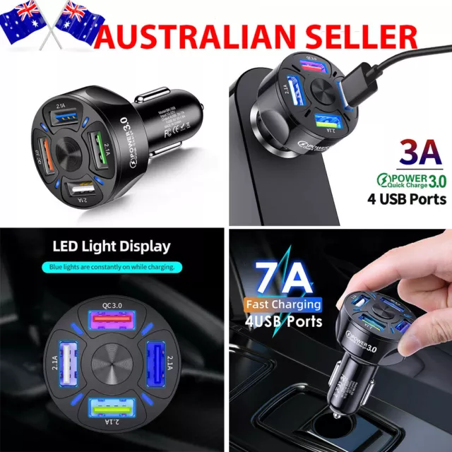 12V Car Lighter Socket Dual QC3.0 USB Ports Fast Charger Power Adapter