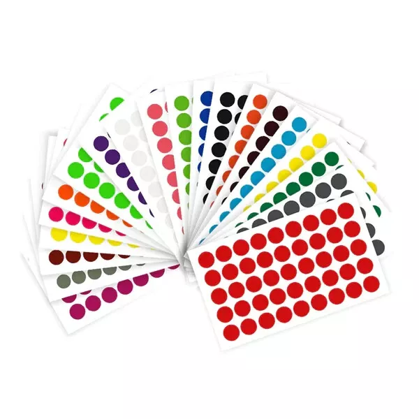 63 x 25mm (1 inch) Round Plastic Vinyl Dot Stickers Coloured Circular Sticky